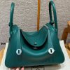 Hermes Lindy 30 CM Bag Handmade In Taurillon Clemence Leather Silver Hardware Z6 Malachite