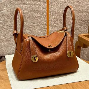 Hermes Lindy 30 CM Bag Handmade In Taurillon Clemence Leather Gold Hardware ck37 Gold