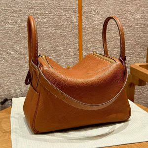 Hermes Lindy 30 CM Bag Handmade In Taurillon Clemence Leather Gold Hardware ck37 Gold - Image 2
