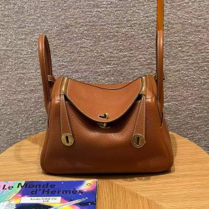 Hermes Lindy 30 CM Bag Handmade In Taurillon Clemence Leather Gold Hardware ck37 Gold - Image 8