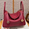 Hermes Lindy 30 CM Bag Handmade In Taurillon Clemence Leather Gold Hardware k1 Rouge Grenat