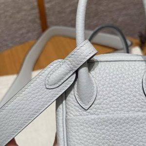 Hermes Lindy Mini 19 CM Bag Handmade In Taurillon Clemence Leather Gold Hardware 08 Blue Pale - Image 16
