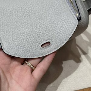 Hermes Lindy Mini 19 CM Bag Handmade In Taurillon Clemence Leather Gold Hardware 08 Blue Pale - Image 10