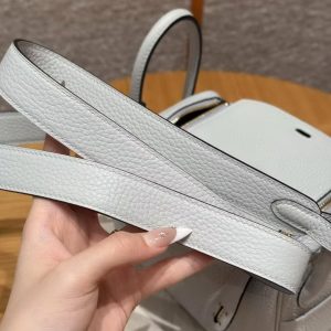 Hermes Lindy Mini 19 CM Bag Handmade In Taurillon Clemence Leather Gold Hardware 08 Blue Pale - Image 9