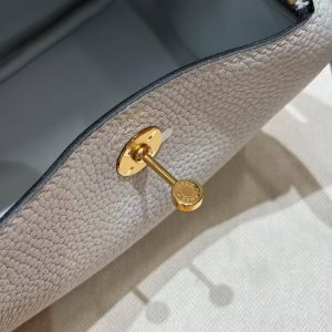 Hermes Lindy Mini 19 CM Bag Handmade In Taurillon Clemence Leather Gold Hardware 08 Blue Pale - Image 7