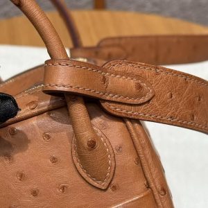 Hermes Lindy Mini 19 CM Bag Handmade In KK Ostrich Leather from South Africa Gold Hardware 37 Gold - Image 16