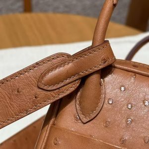 Hermes Lindy Mini 19 CM Bag Handmade In KK Ostrich Leather from South Africa Gold Hardware 37 Gold - Image 15