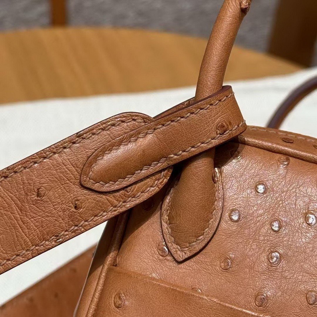 Hermes Lindy Mini 19 CM Bag Handmade In KK Ostrich Leather from South Africa Gold Hardware 37 Gold - Image 15