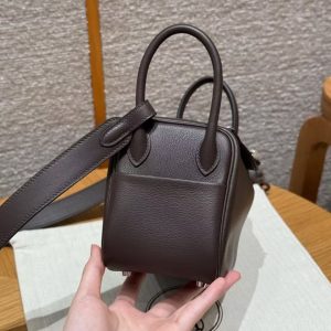 Hermes Lindy Mini 19 CM Bag Handmade In Swift Calfskin Leather Silver Hardware 46 Ebene - Image 22