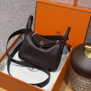 Hermes Lindy Mini 19 CM Bag Handmade In Swift Calfskin Leather Silver Hardware 46 Ebene - Image 15