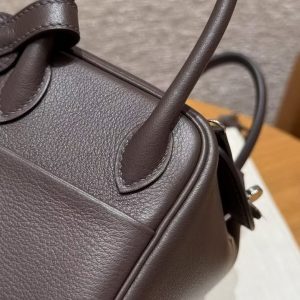 Hermes Lindy Mini 19 CM Bag Handmade In Swift Calfskin Leather Silver Hardware 46 Ebene - Image 13