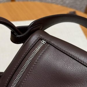 Hermes Lindy Mini 19 CM Bag Handmade In Swift Calfskin Leather Silver Hardware 46 Ebene - Image 11