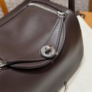 Hermes Lindy Mini 19 CM Bag Handmade In Swift Calfskin Leather Silver Hardware 46 Ebene - Image 10
