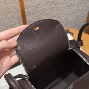 Hermes Lindy Mini 19 CM Bag Handmade In Swift Calfskin Leather Silver Hardware 46 Ebene - Image 8