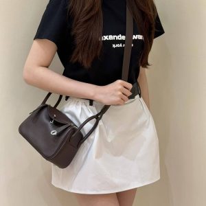 Hermes Lindy Mini 19 CM Bag Handmade In Swift Calfskin Leather Silver Hardware 46 Ebene - Image 3