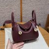 Hermes Lindy Mini 19 CM Bag Handmade In Swift Leather Gold Hardware 57 Bordeaux