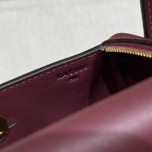 Hermes Lindy Mini 19 CM Bag Handmade In Swift Leather Gold Hardware 57 Bordeaux - Image 14