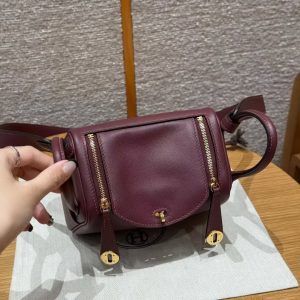 Hermes Lindy Mini 19 CM Bag Handmade In Swift Leather Gold Hardware 57 Bordeaux - Image 8