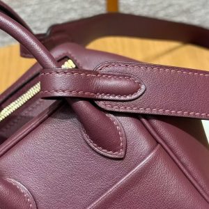 Hermes Lindy Mini 19 CM Bag Handmade In Swift Leather Gold Hardware 57 Bordeaux - Image 3