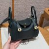 Hermes Lindy Mini 19 CM Bag Handmade In Taurillon Clemence Leather Gold Hardware 67 Vert Fonce