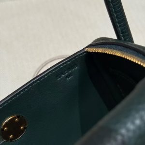 Hermes Lindy Mini 19 CM Bag Handmade In Taurillon Clemence Leather Gold Hardware 6O Vert Cypres - Image 20