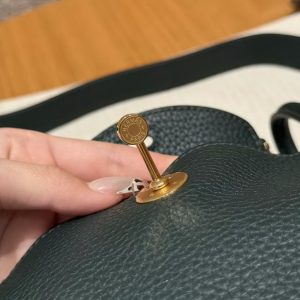 Hermes Lindy Mini 19 CM Bag Handmade In Taurillon Clemence Leather Gold Hardware 6O Vert Cypres - Image 12