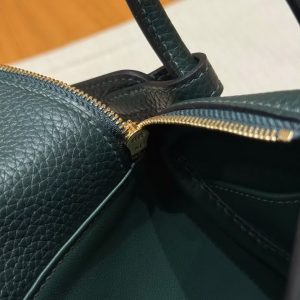 Hermes Lindy Mini 19 CM Bag Handmade In Taurillon Clemence Leather Gold Hardware 6O Vert Cypres - Image 10