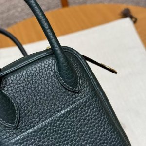 Hermes Lindy Mini 19 CM Bag Handmade In Taurillon Clemence Leather Gold Hardware 6O Vert Cypres - Image 3
