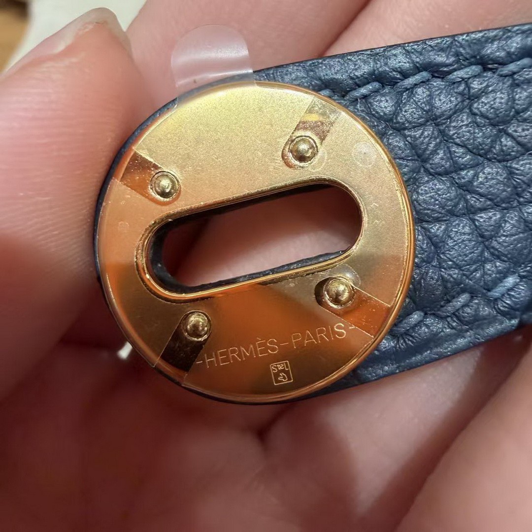 Hermes Lindy Mini 19 CM Bag Handmade In Taurillon Clemence Leather Gold Hardware 7P Blue Presse - Image 17