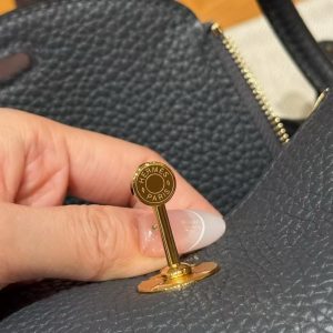 Hermes Lindy Mini 19 CM Bag Handmade In Taurillon Clemence Leather Gold Hardware 85 Ardoise - Image 9