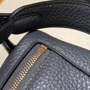 Hermes Lindy Mini 19 CM Bag Handmade In Taurillon Clemence Leather Gold Hardware 85 Ardoise - Image 6