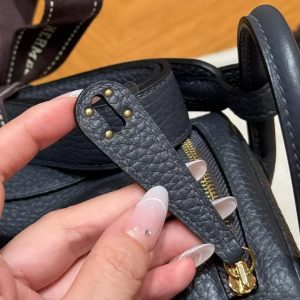 Hermes Lindy Mini 19 CM Bag Handmade In Taurillon Clemence Leather Gold Hardware 85 Ardoise - Image 4
