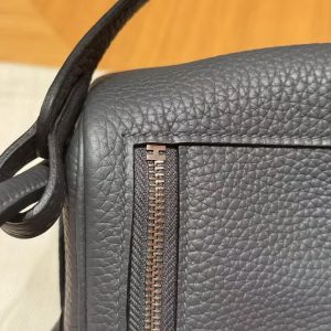 Hermes Lindy Mini 19 CM Bag Handmade In Taurillon Clemence Leather Silver Hardware 85 Ardoise - Image 10