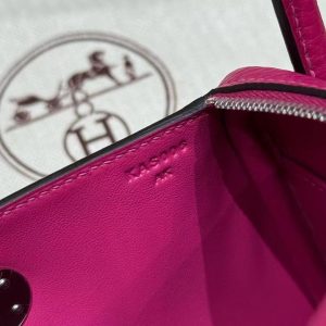Hermes Lindy Mini 19 CM Bag Handmade In Taurillon Clemence Leather Silver Hardware L3 Rose Purple - Image 17