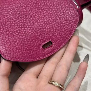 Hermes Lindy Mini 19 CM Bag Handmade In Taurillon Clemence Leather Silver Hardware L3 Rose Purple - Image 10
