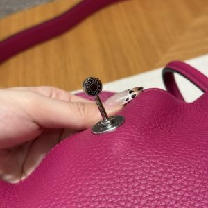 Hermes Lindy Mini 19 CM Bag Handmade In Taurillon Clemence Leather Silver Hardware L3 Rose Purple - Image 5