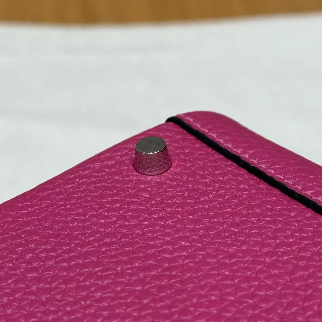 Hermes Lindy Mini 19 CM Bag Handmade In Taurillon Clemence Leather Silver Hardware L3 Rose Purple - Image 4