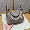 Hermes Lindy Mini 19 CM Bag Handmade In Taurillon Clemence Leather Silver Hardware M8 Gris Asphalte