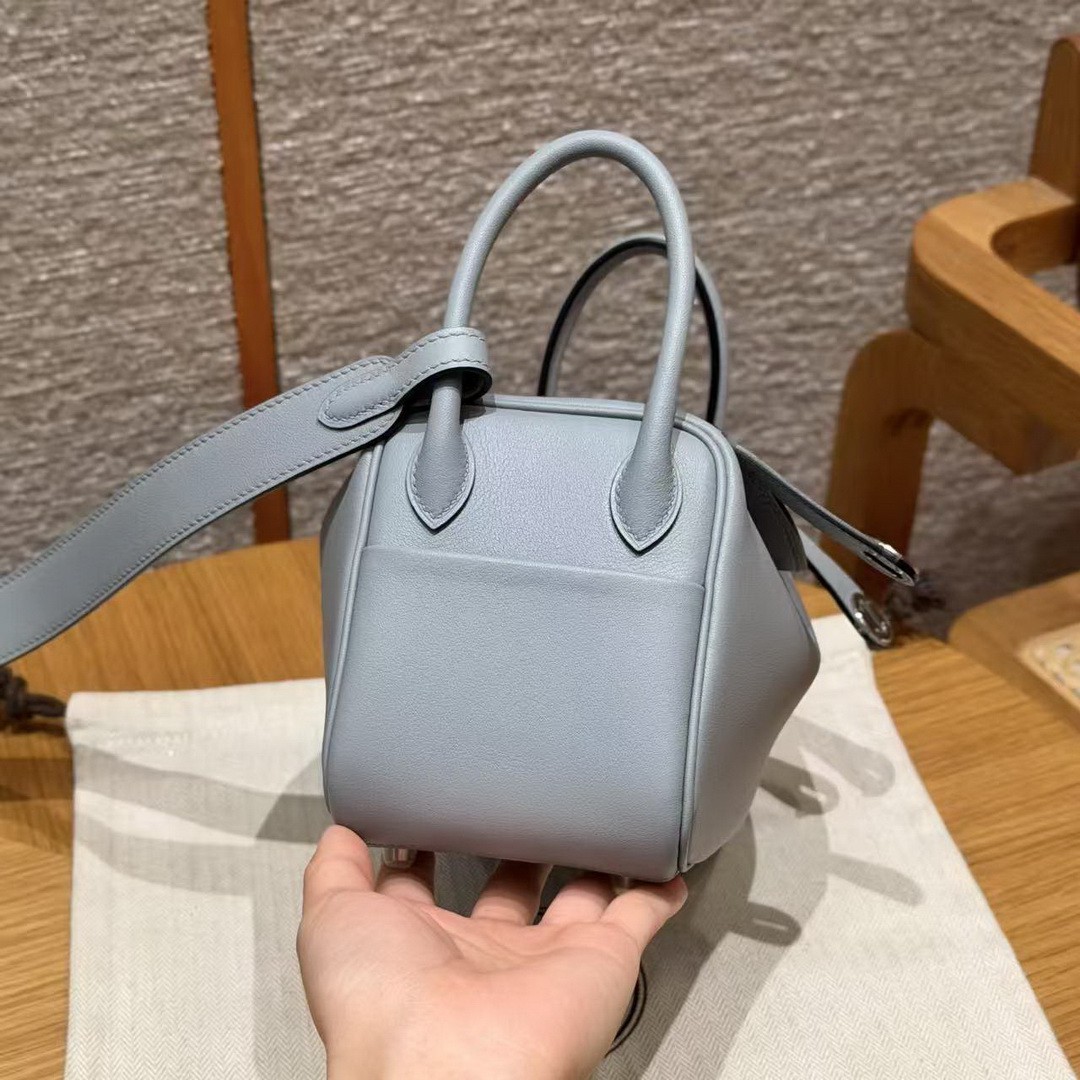 Hermes Lindy Mini 19 CM Bag Handmade In Swift Leather Silver Hardware P0 Girs Pantin - Image 16