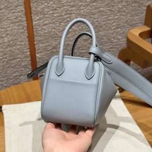 Hermes Lindy Mini 19 CM Bag Handmade In Swift Leather Silver Hardware P0 Girs Pantin - Image 15
