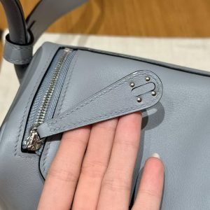 Hermes Lindy Mini 19 CM Bag Handmade In Swift Leather Silver Hardware P0 Girs Pantin - Image 5