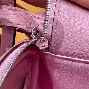 Hermes Lindy Mini 19 CM Bag Handmade In Taurillon Clemence Leather Silver Hardware X9 Mauve - Image 9