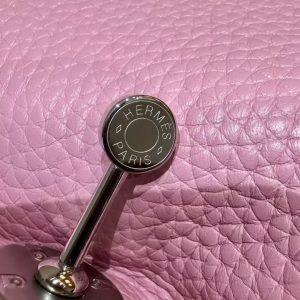 Hermes Lindy Mini 19 CM Bag Handmade In Taurillon Clemence Leather Silver Hardware X9 Mauve - Image 8