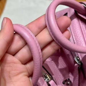 Hermes Lindy Mini 19 CM Bag Handmade In Taurillon Clemence Leather Silver Hardware X9 Mauve - Image 7