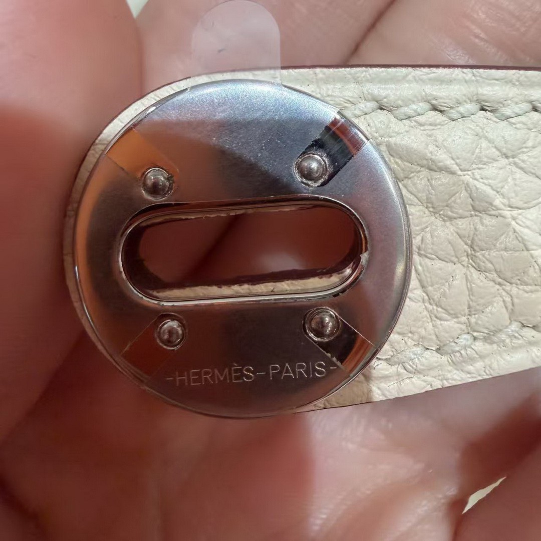 Hermes Lindy Mini 19 CM Bag Handmade In Taurillon Clemence Leather Silver Hardware i2 Nata - Image 14