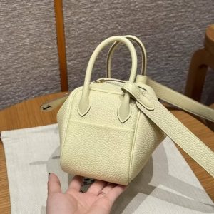 Hermes Lindy Mini 19 CM Bag Handmade In Swift Leather Gold Hardware i8 Jaune Milton - Image 17