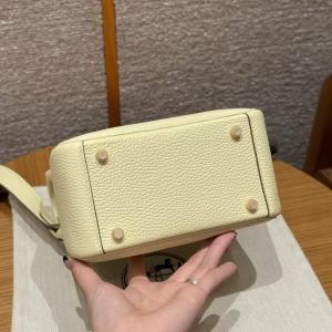 Hermes Lindy Mini 19 CM Bag Handmade In Swift Leather Gold Hardware i8 Jaune Milton - Image 16