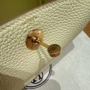 Hermes Lindy Mini 19 CM Bag Handmade In Swift Leather Gold Hardware i8 Jaune Milton - Image 13