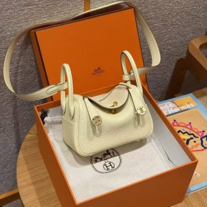 Hermes Lindy Mini 19 CM Bag Handmade In Swift Leather Gold Hardware i8 Jaune Milton - Image 10