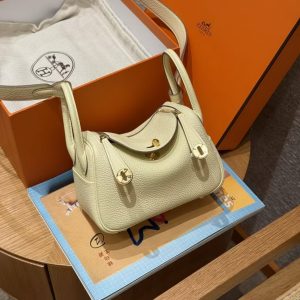 Hermes Lindy Mini 19 CM Bag Handmade In Swift Leather Gold Hardware i8 Jaune Milton - Image 9